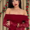 فستان دنتيل خمري