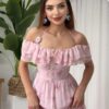 فستان وردي بطبعات زهرية