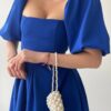 فستان ملكي أزرق بقصة كلوش وأكمام منفوشة💙