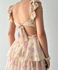 Alternative view of فستان الكشكش البيج المتدرج