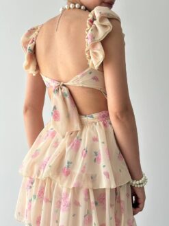 Alternative view of فستان الكشكش البيج المتدرج