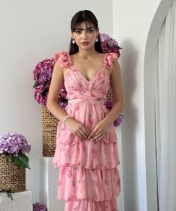 Alternative view of فستان الكشكش الزهري المتدرج