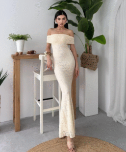 فستان دنتيل بيج بدون اكمام