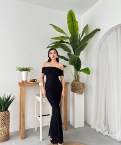 Alternative view of فستان دنتيل أسود بدون اكمام