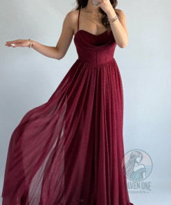 فستان خمري لامع على طراز إلسا Frozen