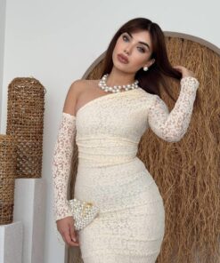 Alternative view of فستان دانتيل بيج بكتف واحد