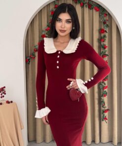 Alternative view of فستان سورا ياقة بَيبي – خمري