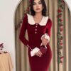 فستان سورا ياقة بَيبي – خمري