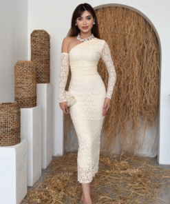 فستان دانتيل بيج بكتف واحد