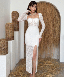 فستان سيينا الدانتيل الأبيض