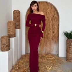 فستان Poem بدون أكتاف خمري