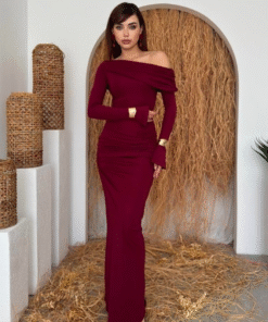 فستان Poem بدون أكتاف خمري