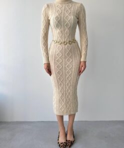 Alternative view of فستان “أڤيرا” التريكو الشتوي بيج