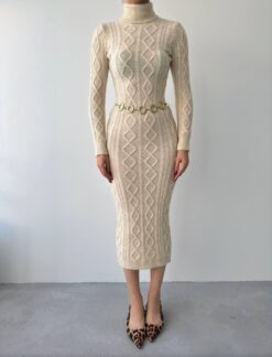 Alternative view of فستان “أڤيرا” التريكو الشتوي بيج