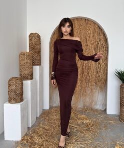 Alternative view of فستان Poem بدون أكتاف بني