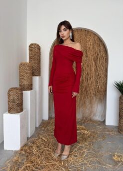 Alternative view of فستان Poem بدون أكتاف أحمر