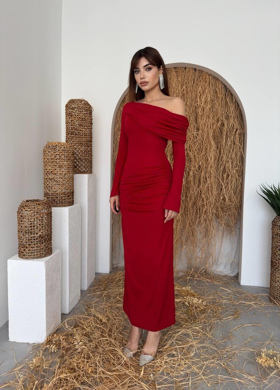فستان Poem بدون أكتاف أحمر - الصورة 2