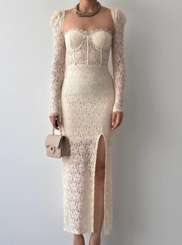 فستان سيينا الدانتيل بيج
