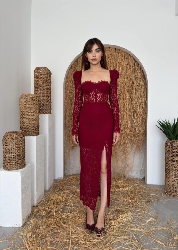 فستان سيينا الدانتيل الخمري