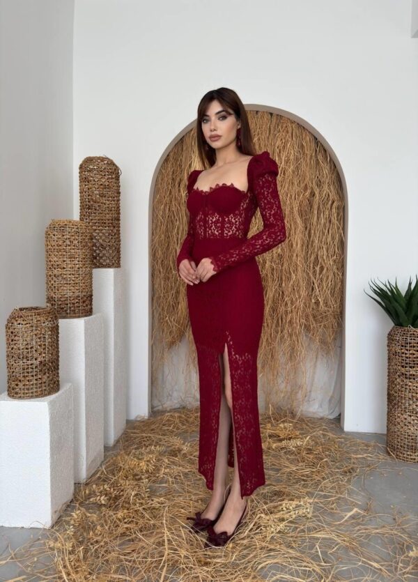 فستان سيينا الدانتيل الخمري