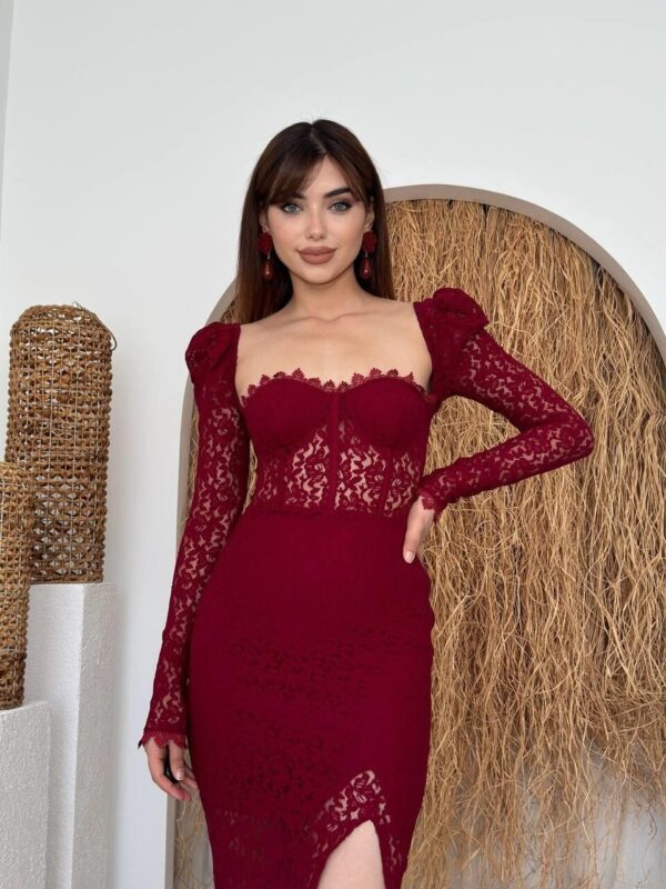 فستان سيينا الدانتيل الخمري