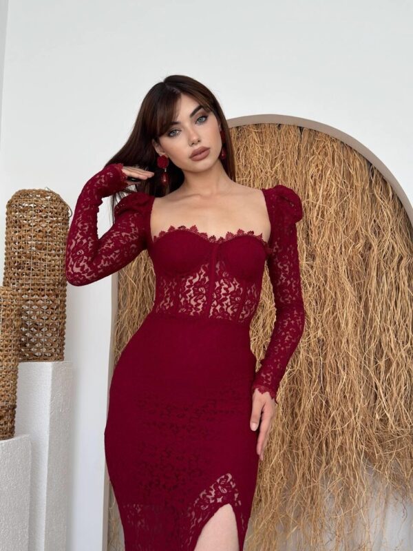 فستان سيينا الدانتيل الخمري