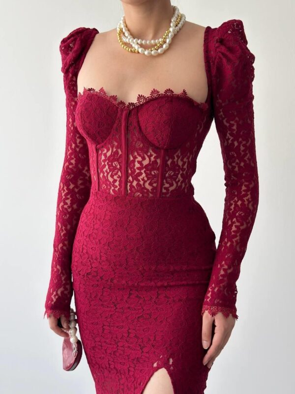 فستان سيينا الدانتيل الخمري