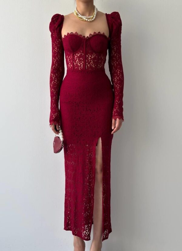 فستان سيينا الدانتيل الخمري