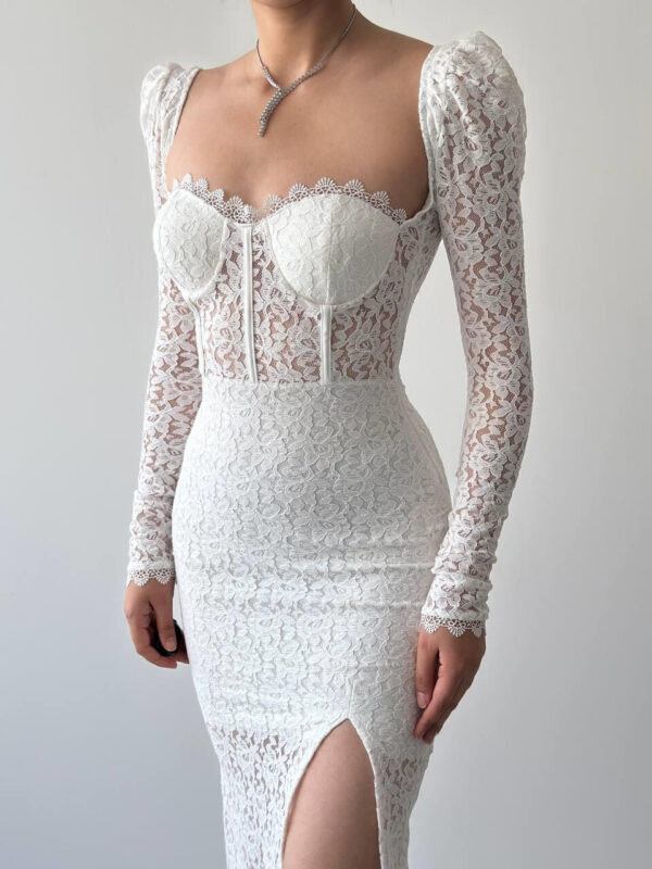 فستان سيينا الدانتيل الأبيض