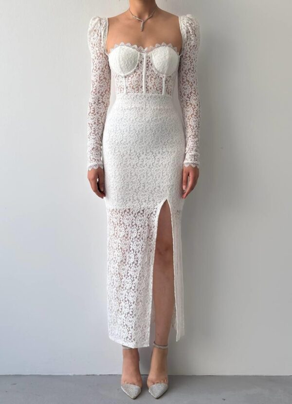 فستان سيينا الدانتيل الأبيض