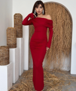 فستان Poem بدون أكتاف أحمر