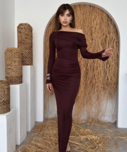 فستان Poem بدون أكتاف بني