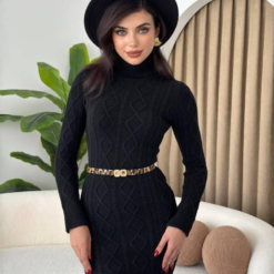 فستان “أڤيرا” التريكو الشتوي أسود