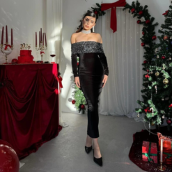 فستان فيرا المخملي المرصّع