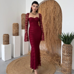 فستان Fost الميدي خمري بالدانتيل