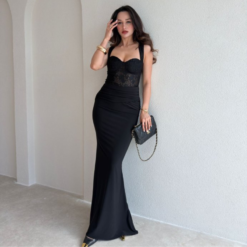 فستان ويسلي الدانتيل الأسود🖤