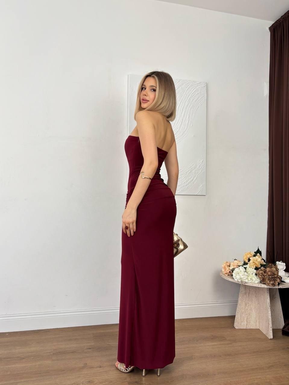 فستان بوردو ستريبليس🍷 - الصورة 2