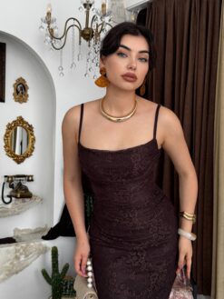 ⁦فستان موكا الدانتيل ❤️‍🔥⁩ - الصورة ⁦7⁩