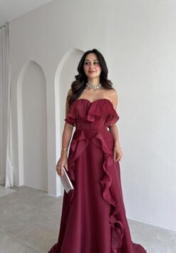 ⁦فستان فيولا الخمري ♥️⁩ - الصورة ⁦4⁩